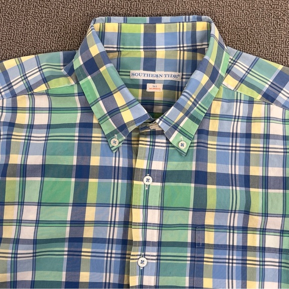 Southern Tide Shirt Large Button Up Plaid Long Sleeve Tailored Fit Preppy Men - Picture 3 of 15